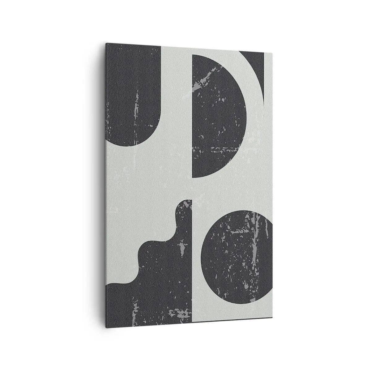 Impression sur toile - Image sur toile - Motifs géométriques dans les tons de noir et de gris - 80x120cm - Composition dessus et dessous - Décoration murale moderne pour le salon et la chambre ARTTOR