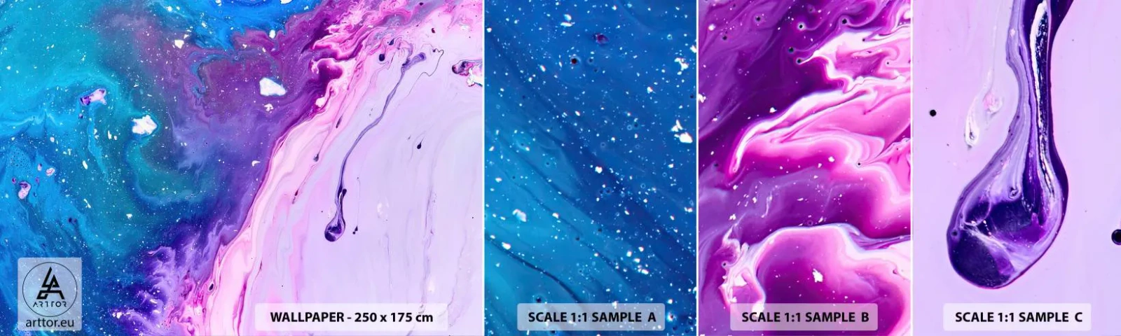 Échantillon de Papier Peint Autocollant Deluxe Sticker - Yin et yang - Abstraction, Morceau, Peinture - 100x30 cm