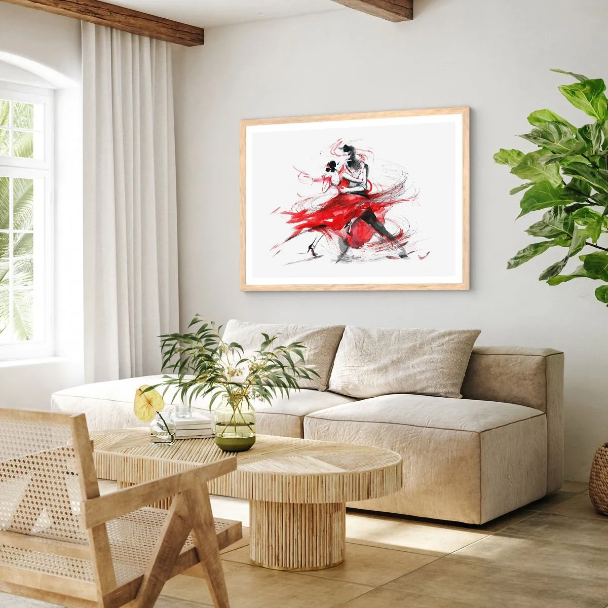 Affiche dans un chêne clair - Poster - Tango - le rythme de la passion - 100x70 cm