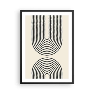 Affiche dans un cadre noir - Poster - Un motif abstrait avec des lignes formant des arcs symétriques dans un style minimaliste. - 50x70cm - Dans un instant... - Décoration murale moderne pour le salon et la chambre ARTTOR