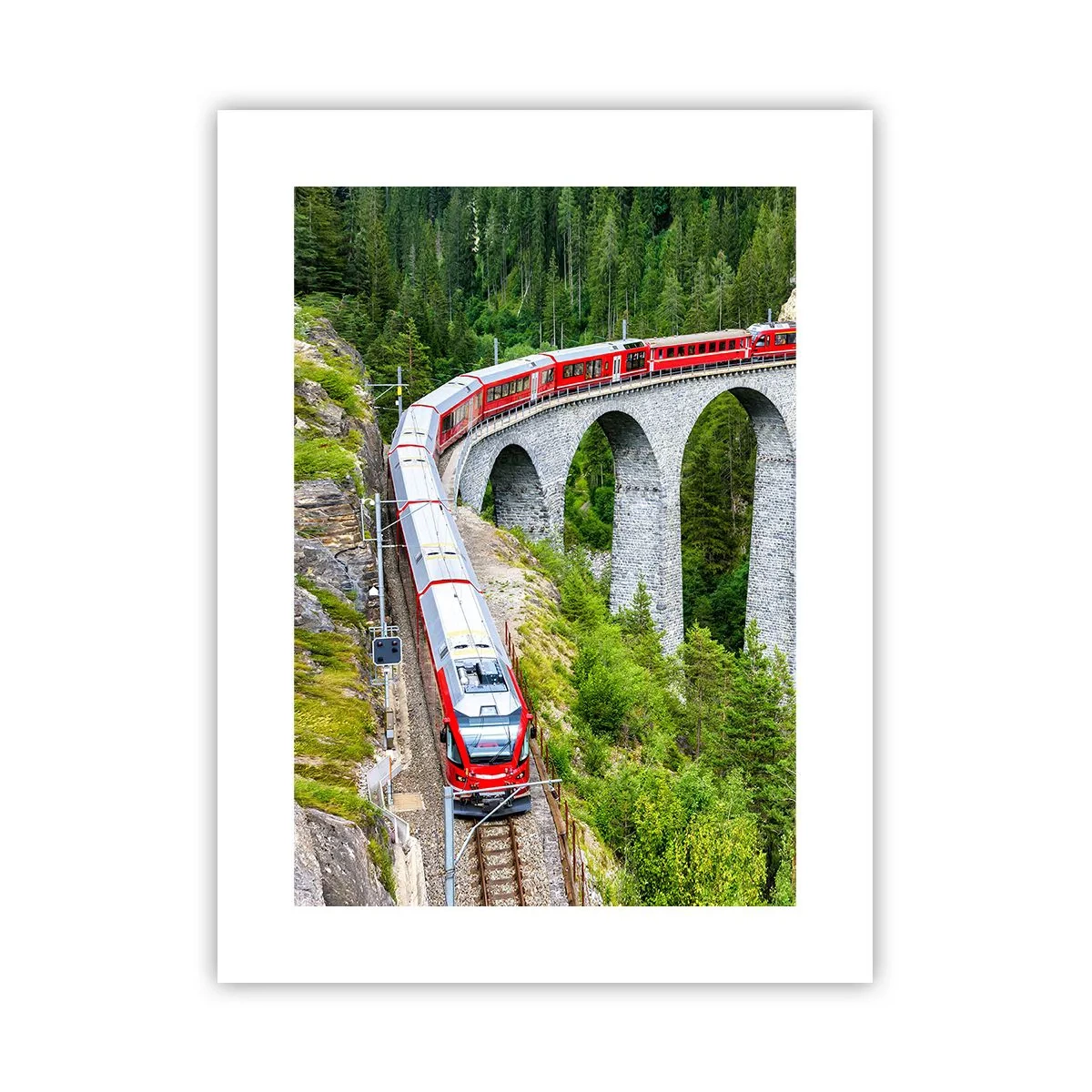 Affiche - Poster - Chemin de fer avec vue sur la montagne - 30x40 cm