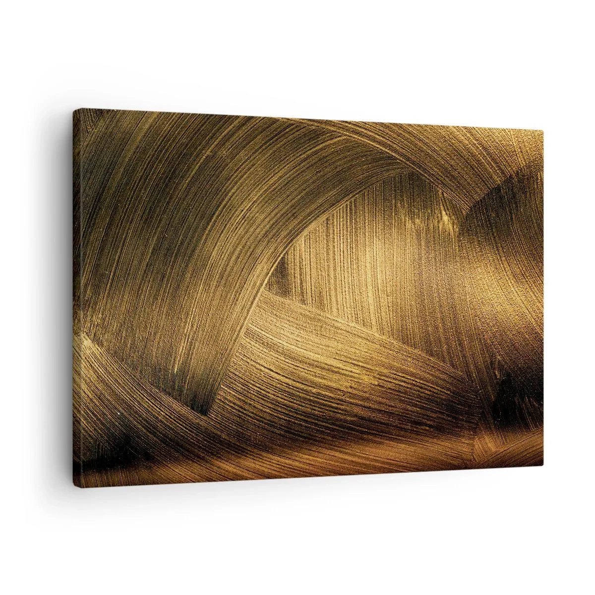 Impression sur toile - Image sur toile - Coups de pinceau abstraits dorés - 70x50cm - Dans un labyrinthe en or - Décoration murale moderne pour le salon et la chambre ARTTOR
