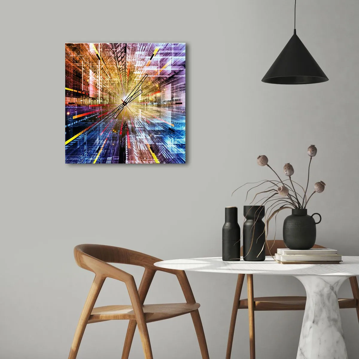 Horloge murale - Pendule murale - Couloir lumineux - 40x40 cm