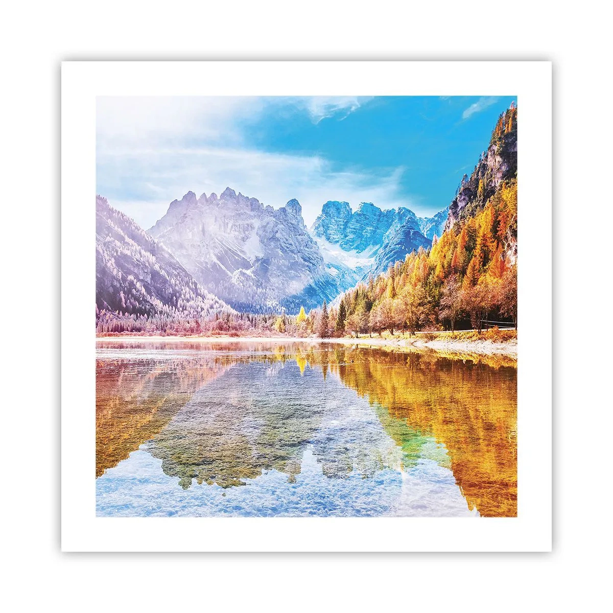 Affiche - Poster - C'est déjà le printemps à la montagne - 50x50 cm