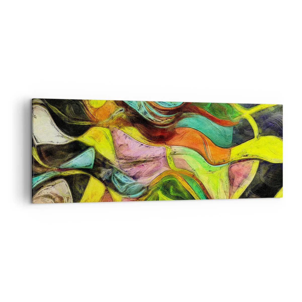 Impression sur toile - Image sur toile - Une composition abstraite avec des taches colorées et des lignes dynamiques. - 140x50cm - Le mouvement c'est la vie - Décoration murale moderne pour le salon et la chambre ARTTOR