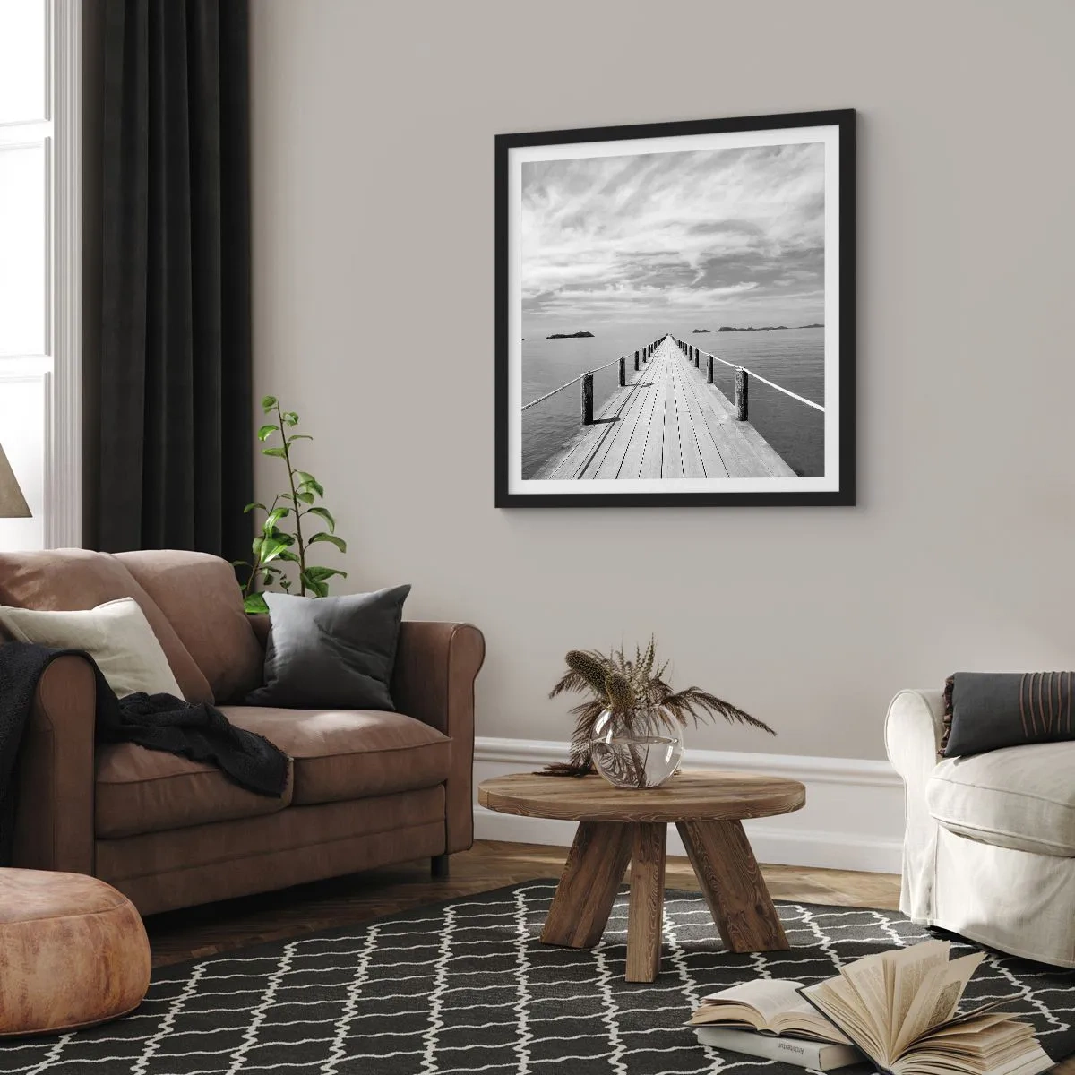 Affiche dans un cadre noir - Poster - Et peut-être un voyage... - 40x40 cm