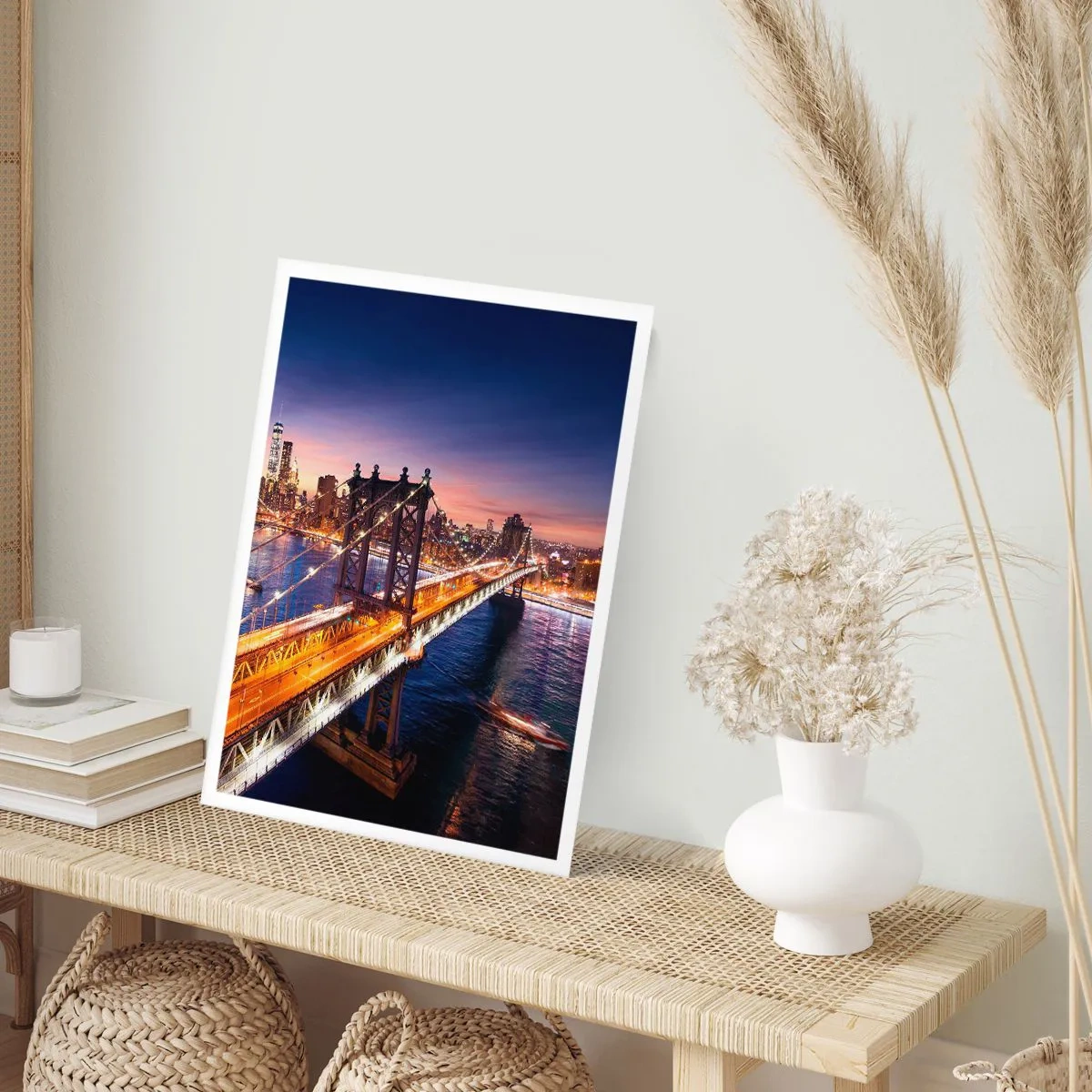 Affiche - Poster - Un pont lumineux au cœur de la ville - 30x40 cm