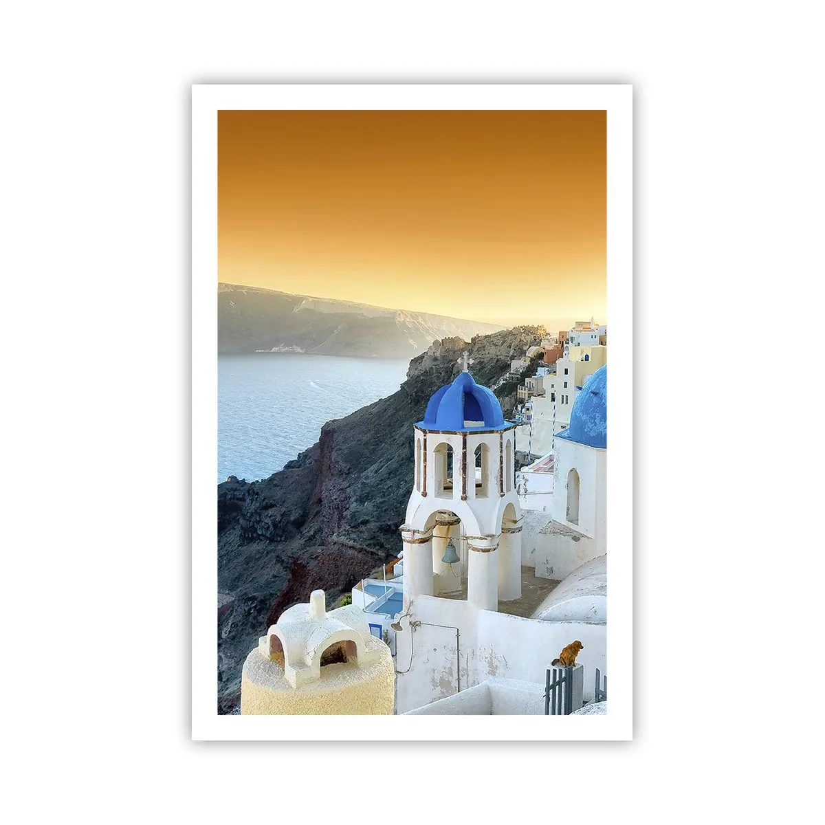 Affiche - Poster - Santorin - blotti contre les rochers - 61x91 cm