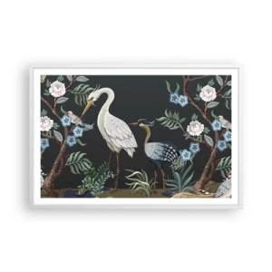 Affiche dans un cadre blanc - Poster - Parade d'oiseaux - 91x61 cm