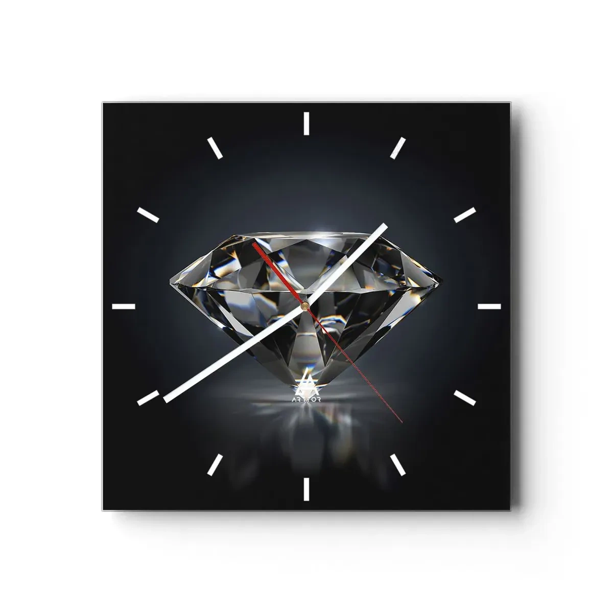 Horloge murale - Pendule murale - Une interprétation artistique d'un diamant sur fond sombre - 30x30cm - La meilleure amie - Décoration murale moderne pour le salon et la chambre ARTTOR