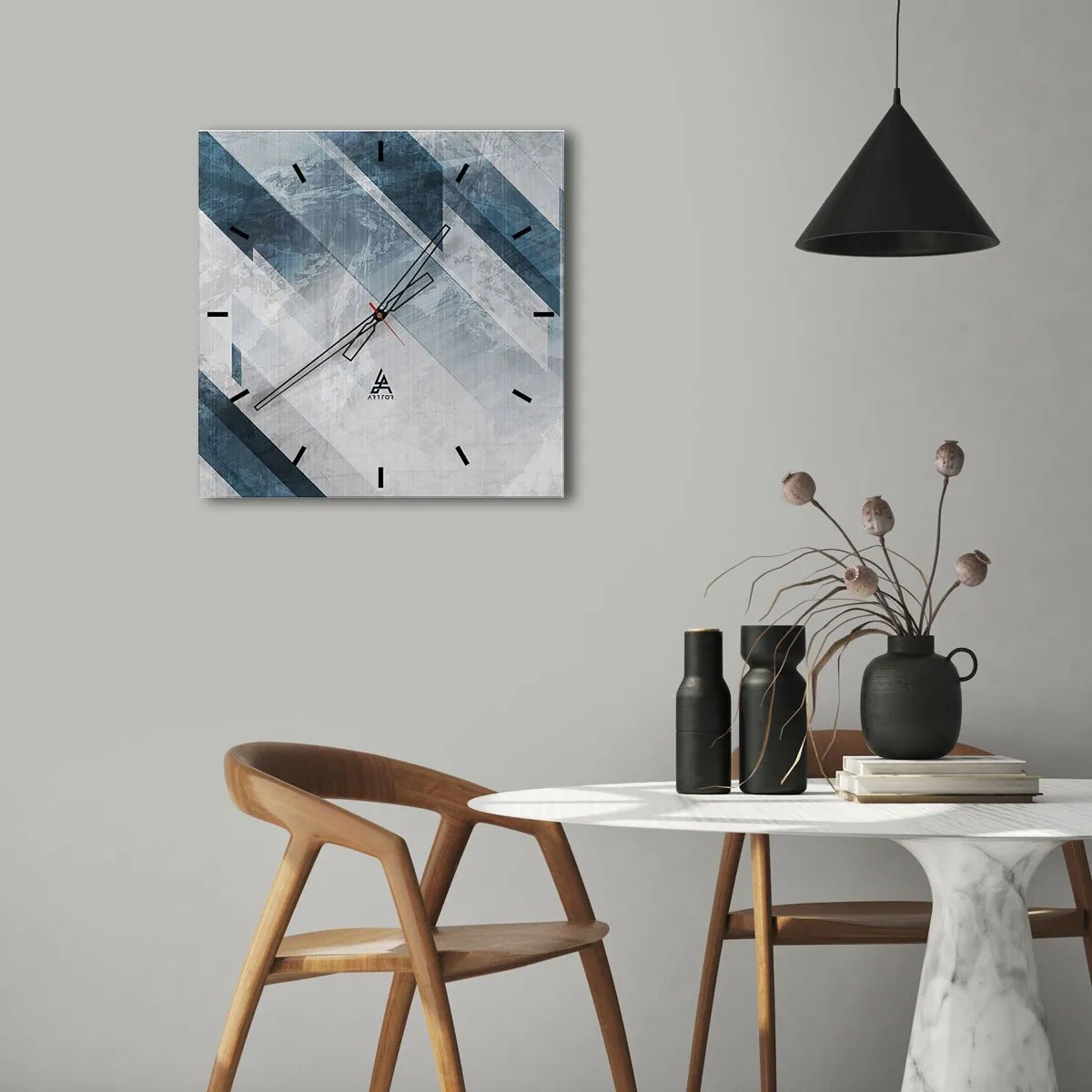 Horloge murale - Pendule murale - Composition spatiale - mouvement gris - 30x30 cm