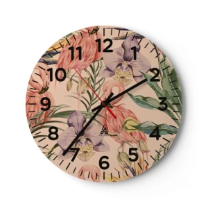Horloge murale - Pendule murale - Ballet rose dans les fleurs - 30x30 cm