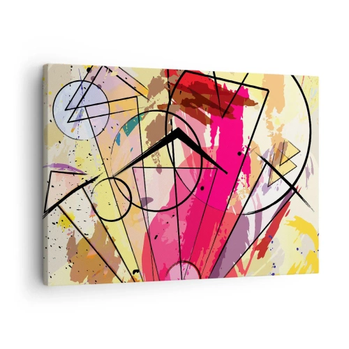 Impression sur toile - Image sur toile - Abstraction avec des lignes et des formes géométriques - 70x50cm - Explosion - Décoration murale moderne pour le salon et la chambre ARTTOR
