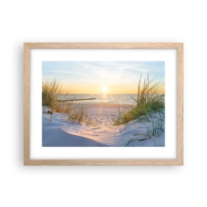 Affiche dans un chêne clair - Poster - Le bruit de la mer, le chant des oiseaux, une plage sauvage parmi les herbes… - 40x30 cm