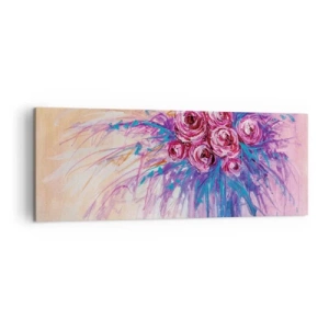Impression sur toile - Image sur toile - Un bouquet de roses aux couleurs pastel - 140x50cm - Fontaine aux roses - Décoration murale moderne pour le salon et la chambre ARTTOR