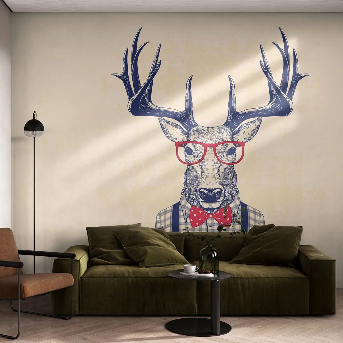 Papier Peint Photo Standard Eco - Une extravagance amusante - Abstraction, Cerf, Hipster - 350x256 cm