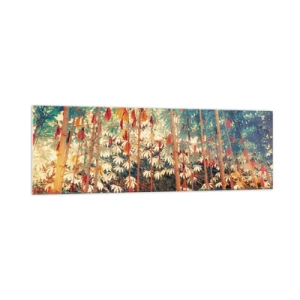 Impression sur verre - Image sur verre - Une forêt de bambous colorée aux couleurs intenses - 160x50cm - La vie secrète des feuilles - Décoration murale moderne pour le salon et la chambre ARTTOR