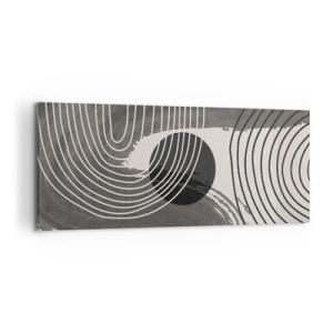 Impression sur toile - Image sur toile - Lignes géométriques et ovales dans des tons monochromes - 120x50cm - L'ovale gagne - Décoration murale moderne pour le salon et la chambre ARTTOR
