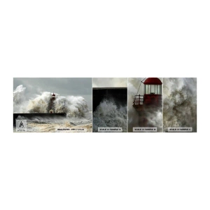 Échantillon de Papier Peint Autocollant Deluxe Sticker - La colère de l'océan - Paysage, Phare, Tempête - 100x30 cm