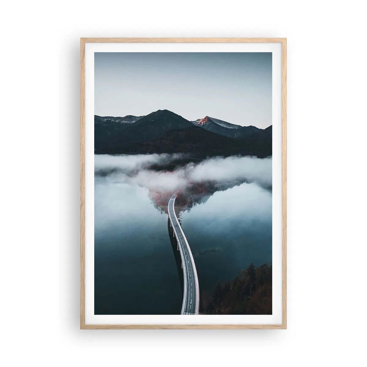 Affiche dans un chêne clair - Poster - Sur une eau aussi lisse qu'un miroir - 70x100 cm