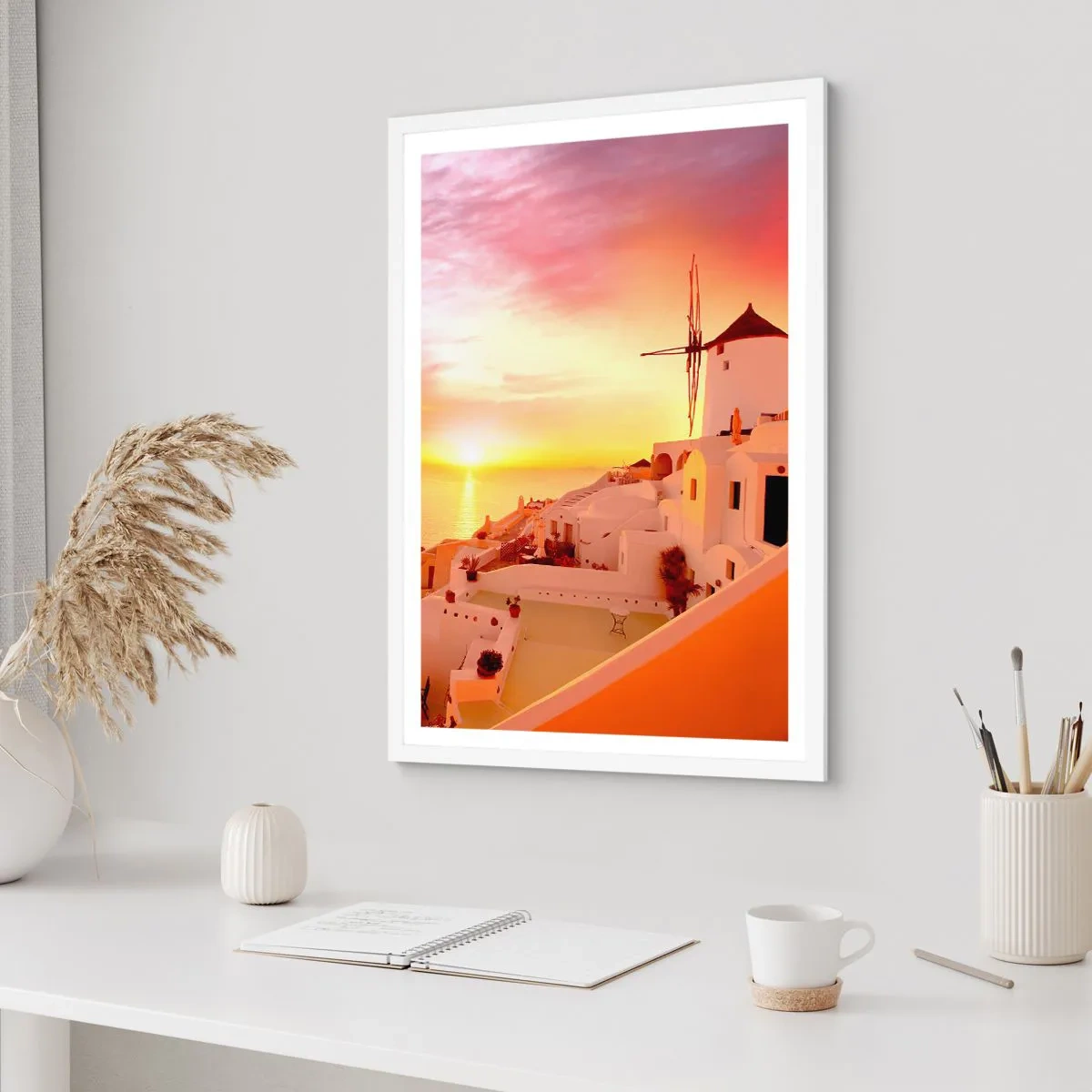 Affiche dans un cadre blanc - Poster - Fondre en blanc et or - 30x40 cm