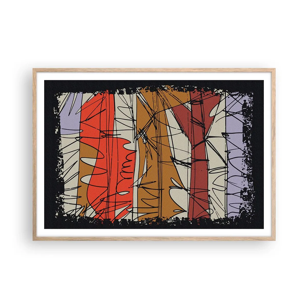 Affiche dans un chêne clair - Poster - Composition spontanée - 100x70 cm