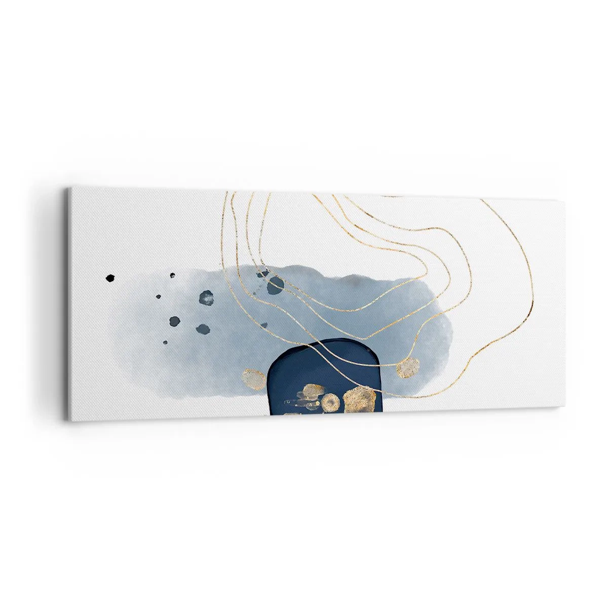 Impression sur toile - Image sur toile - Abstraction dans les tons de bleu et d'or - 120x50cm - Fantaisie bleu et or - Décoration murale moderne pour le salon et la chambre ARTTOR