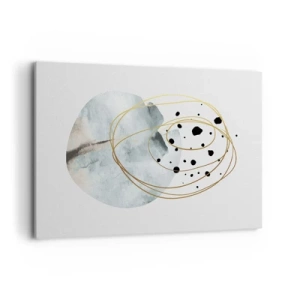 Impression sur toile - Image sur toile - Abstraction minimaliste avec un motif géométrique et des lignes dorées - 100x70cm - Emmêlement de l'espace - Décoration murale moderne pour le salon et la chambre ARTTOR