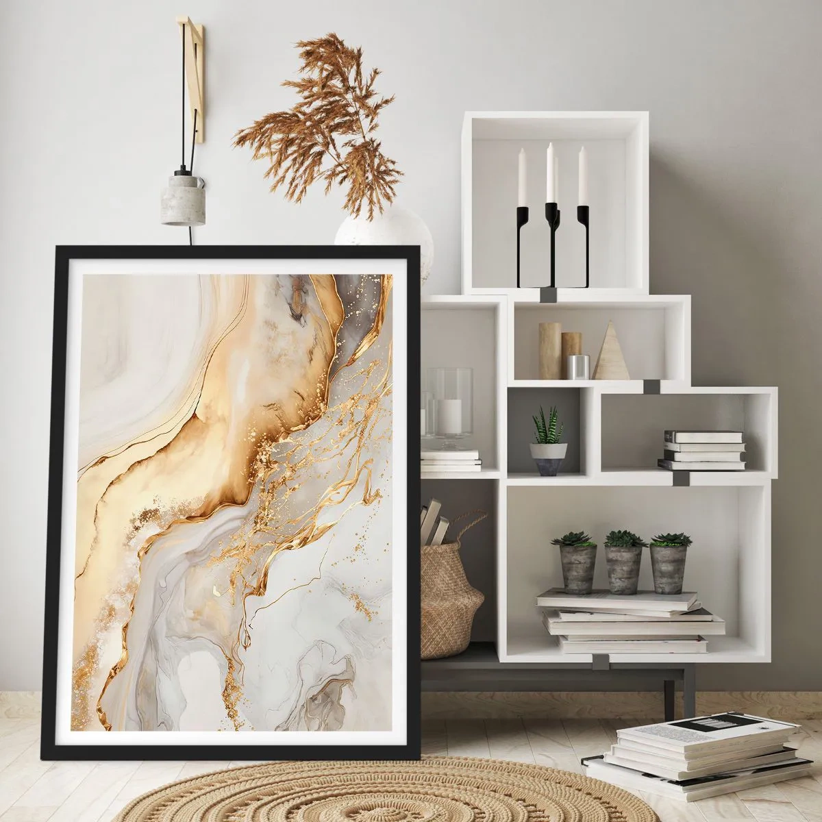 Affiche dans un cadre noir - Poster - Abstraction : beauté et bonté - 70x100 cm