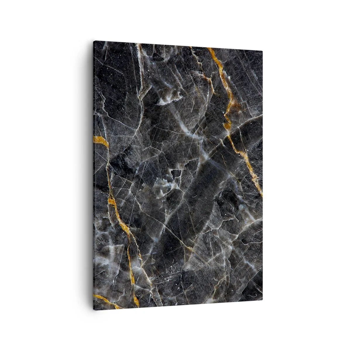 Impression sur toile - Image sur toile - Détails noirs et dorés de la surface en marbre - 50x70cm - La vie intérieure de la pierre - Décoration murale moderne pour le salon et la chambre ARTTOR