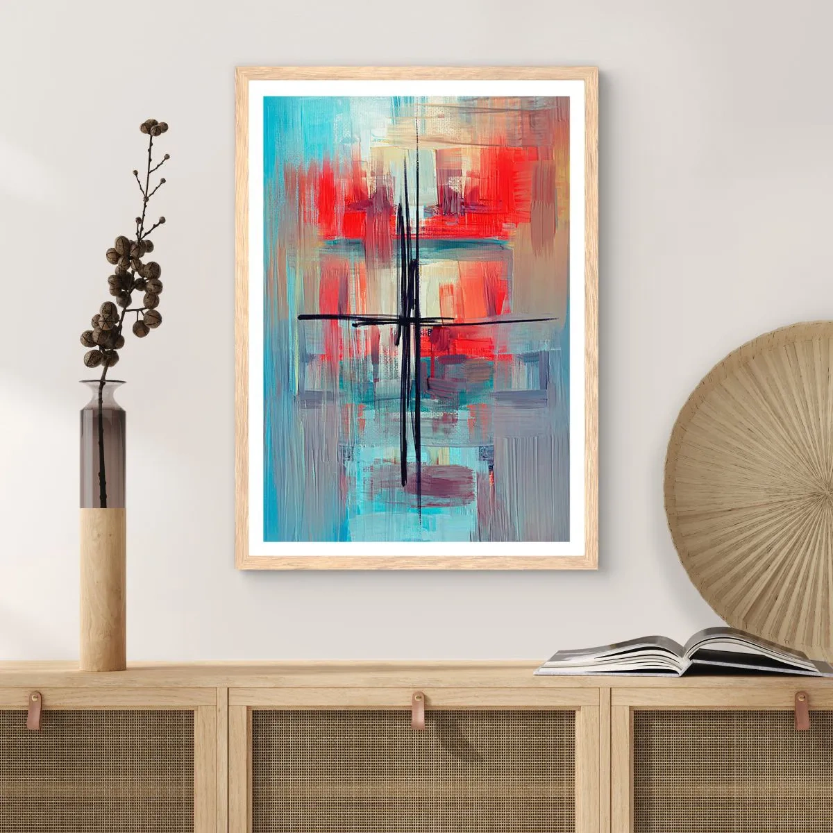 Affiche dans un chêne clair - Poster - Un paysage dans une dimension inconnue - 70x100 cm