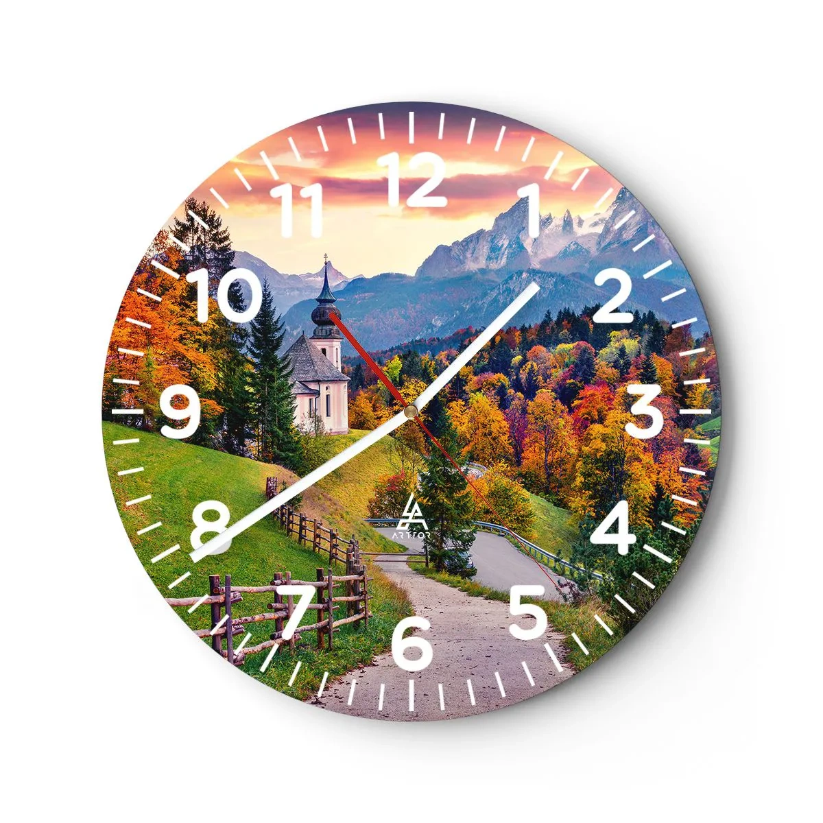 Horloge murale - Pendule murale - Paysage comme peind - 30x30 cm