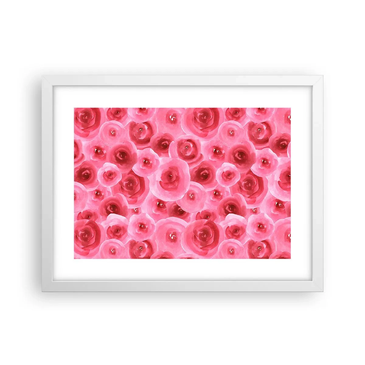 Affiche dans un cadre blanc - Poster - Roses en-haut et en-bas - 40x30 cm