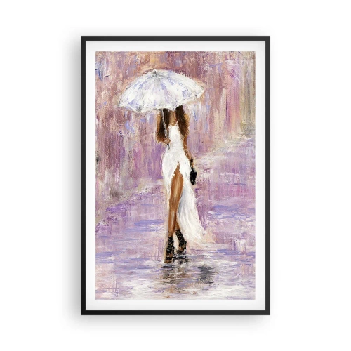 Affiche dans un cadre noir - Poster - Sous la pluie lilas - 61x91 cm