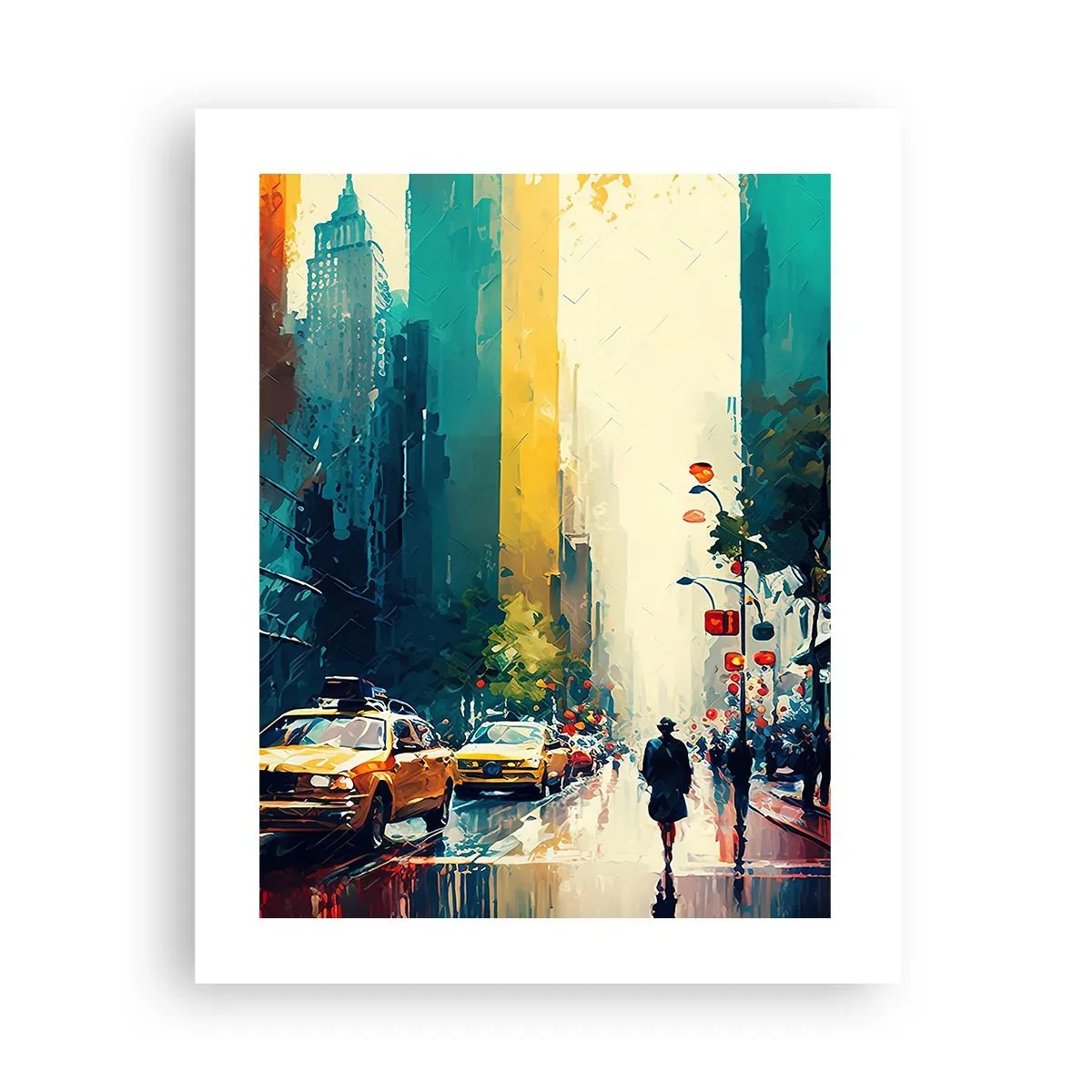 Affiche - Poster - New York – ici même la pluie est colorée - 40x50 cm