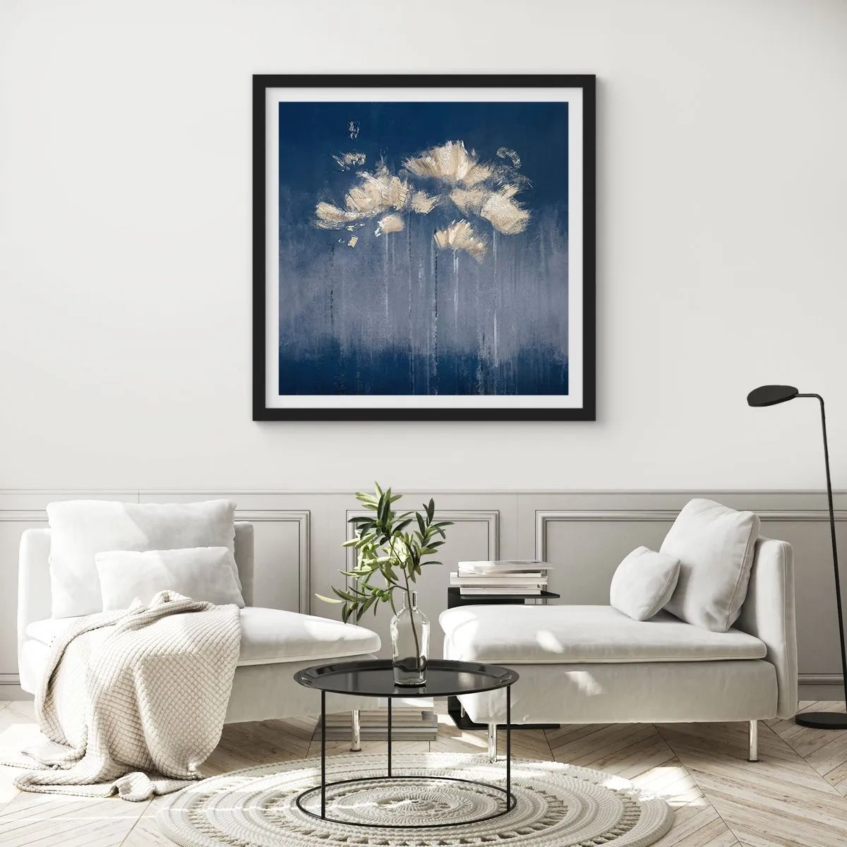 Affiche dans un cadre noir - Poster - Comme des pétales au vent - 60x60 cm