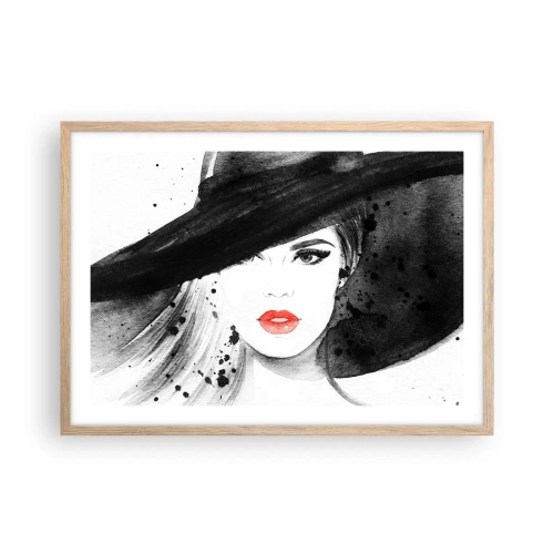 Affiche dans un chêne clair - Poster - Dame en noir - 70x50 cm