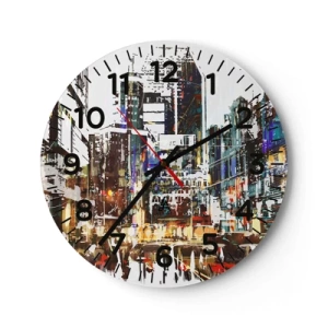 Horloge murale - Pendule murale - Une ville chatoyante - 40x40 cm