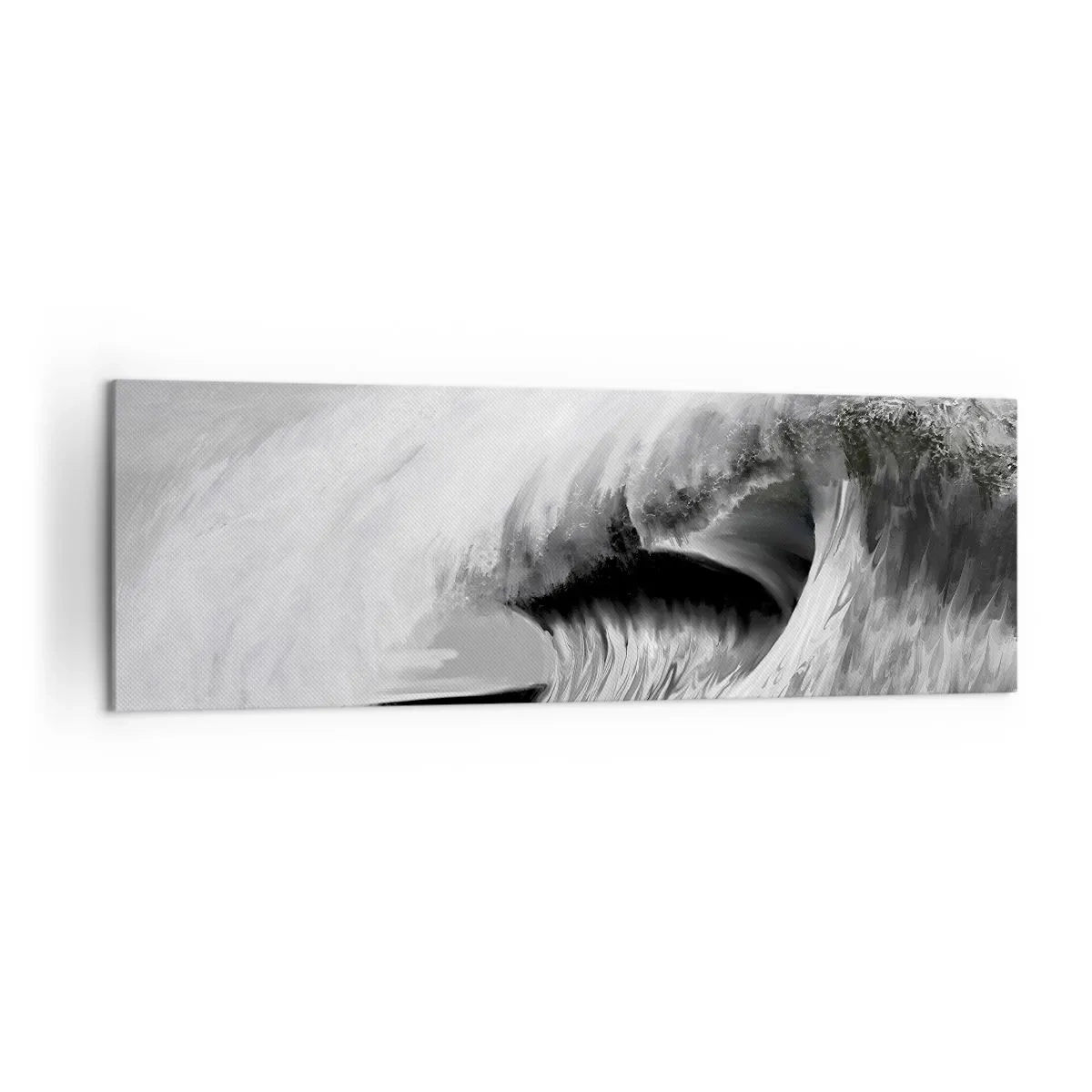 Impression sur toile - Image sur toile - Vague océanique spectaculaire en monochrome - 160x50cm - La colère de l'océan - Décoration murale moderne pour le salon et la chambre ARTTOR