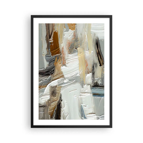 Affiche dans un cadre noir - Poster - Abstraction texturale dans des tons neutres - 50x70cm - Couches colorées - Décoration murale moderne pour le salon et la chambre ARTTOR
