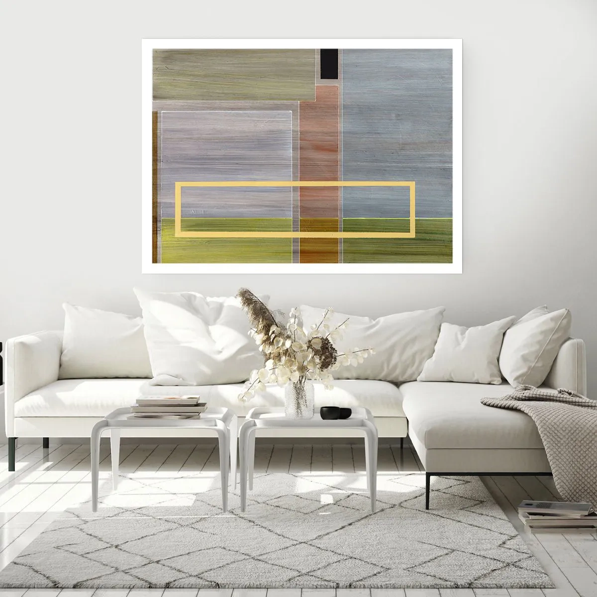 Affiche - Poster - Composition géométrique aux couleurs pastel avec des rectangles - 100x70cm - Simple et calme - Décoration murale moderne pour le salon et la chambre ARTTOR