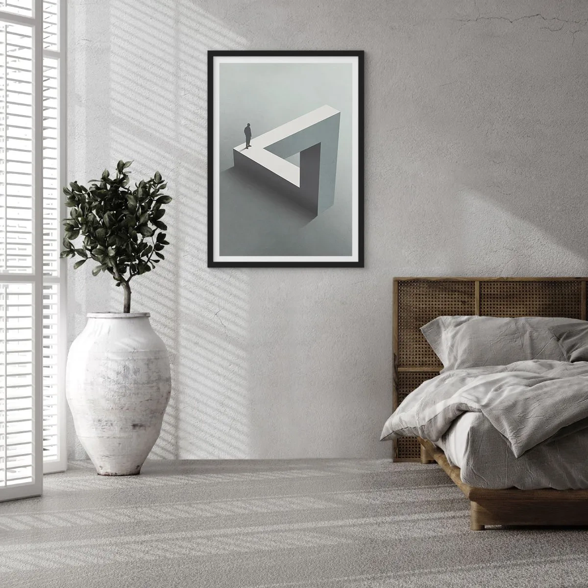 Affiche dans un cadre noir - Poster - Une figure sur une figure géométrique impossible - 50x70cm - Mais c'est possible - Décoration murale moderne pour le salon et la chambre ARTTOR