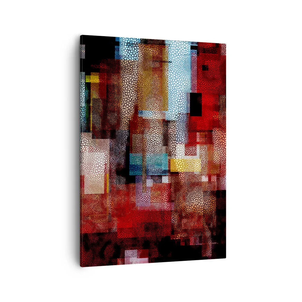 Impression sur toile - Image sur toile - Abstraction géométrique dans des tons intenses de rouge - 50x70cm - Mélange de confusions - Décoration murale moderne pour le salon et la chambre ARTTOR