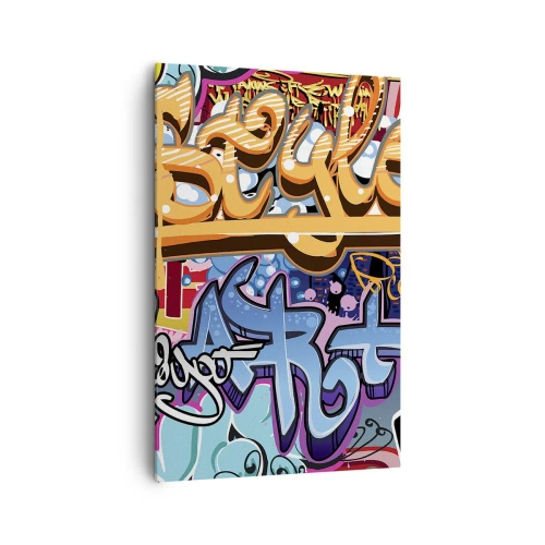 Impression sur toile - Image sur toile - Graffitis colorés avec inscriptions et illustrations dynamiques - 80x120cm - Fresques, fresques, fresques… - Décoration murale moderne pour le salon et la chambre ARTTOR