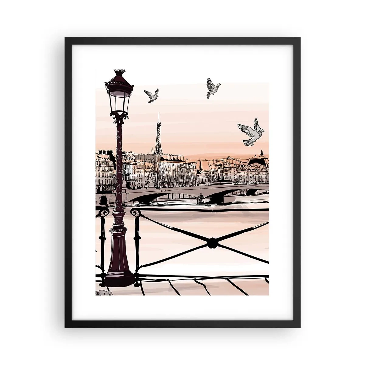 Affiche dans un cadre noir - Poster - Sur les toits de Paris - 40x50 cm