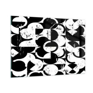 Impression sur verre - Image sur verre - Motif géométrique aux formes contrastées en noir et blanc - 100x70cm - Le blanc est blanc et le noir est noir - Décoration murale moderne pour le salon et la chambre ARTTOR