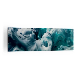 Impression sur toile - Image sur toile - Vagues abstraites dynamiques dans des tons de bleu et de blanc - 160x50cm - Mouvement des couleurs - Décoration murale moderne pour le salon et la chambre ARTTOR