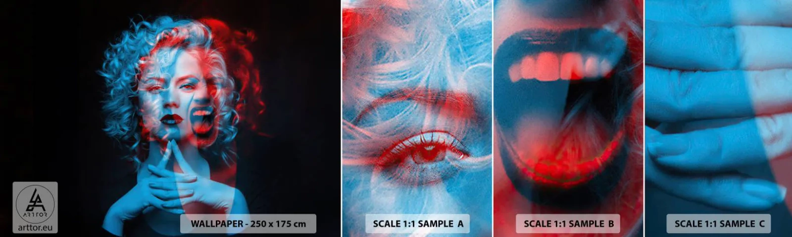 Échantillon De Papier Peint Standard Eco - Alter ego - Abstraction, Femme, Visage de femme - 100x30 cm