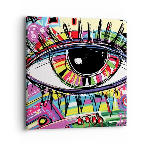 Impression sur toile - Image sur toile - Oeil coloré - âme colorée - 40x40 cm