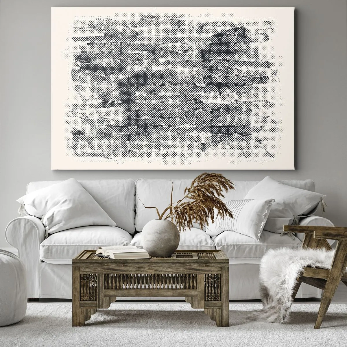 Impression sur toile - Image sur toile - Composition brumeuse abstraite dans des tons de gris - 70x50cm - Composition brumeuse - Décoration murale moderne pour le salon et la chambre ARTTOR